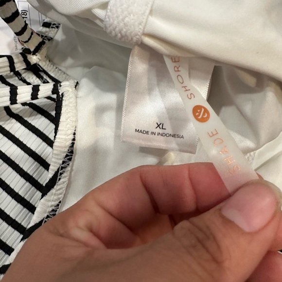 Shade & Shore Black & White Striped Ribbed One-Piece Swimsuit - Picture 5 of 6